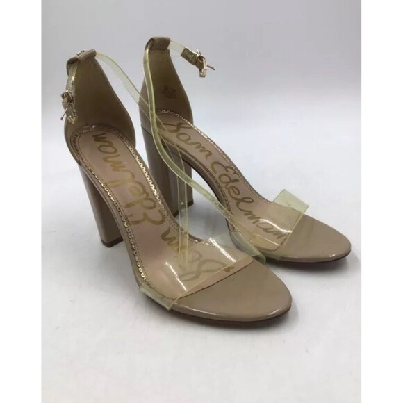 Sam Edelman Women's Yaro Clear Tan Ankle Strap Block D'Orsay Sandals - Size 9 M - Picture 1 of 1